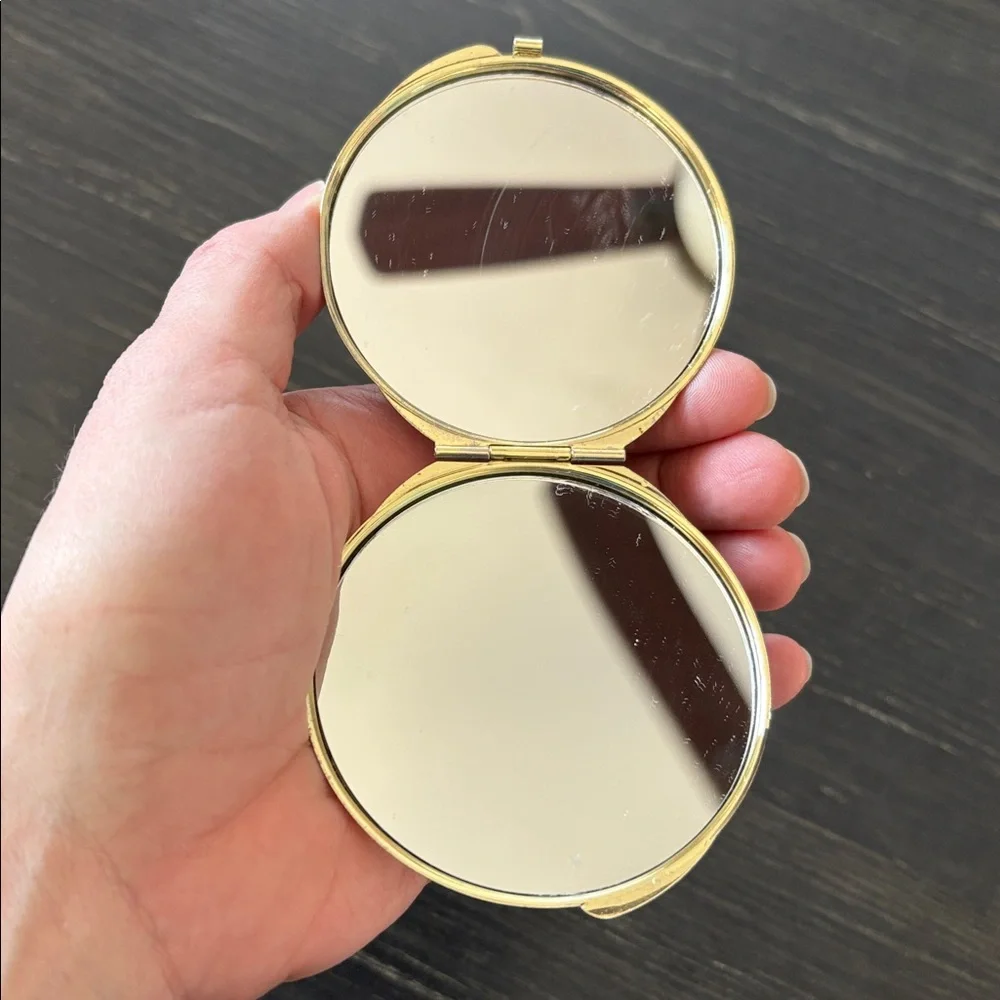 Elegant Black and Gold Lion Compact Mirror